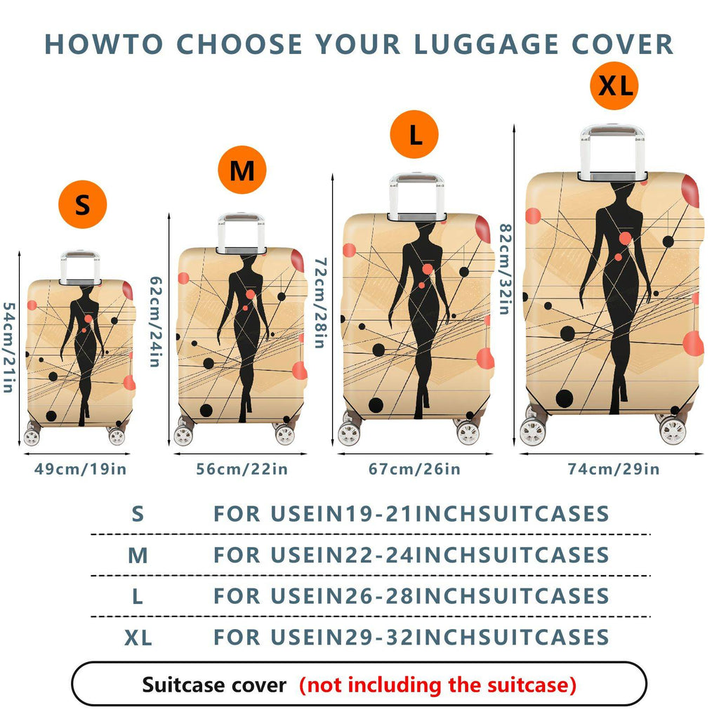 1-Piece Abstract Silhouette Geometric Pattern Modern Stylish  Suitcase Luggage Cover, Stretch Protective Sleeve
