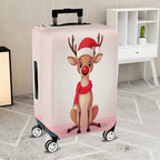 1-Piece Reindeer Santa Hat Red Nose Christmas Holiday Travel  Suitcase Luggage Cover, Stretch Protective Sleeve