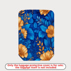 1-Piece Blue Floral Leaf Pattern Vibrant Colorful Botanical Nature  Suitcase Luggage Cover, Stretch Protective Sleeve