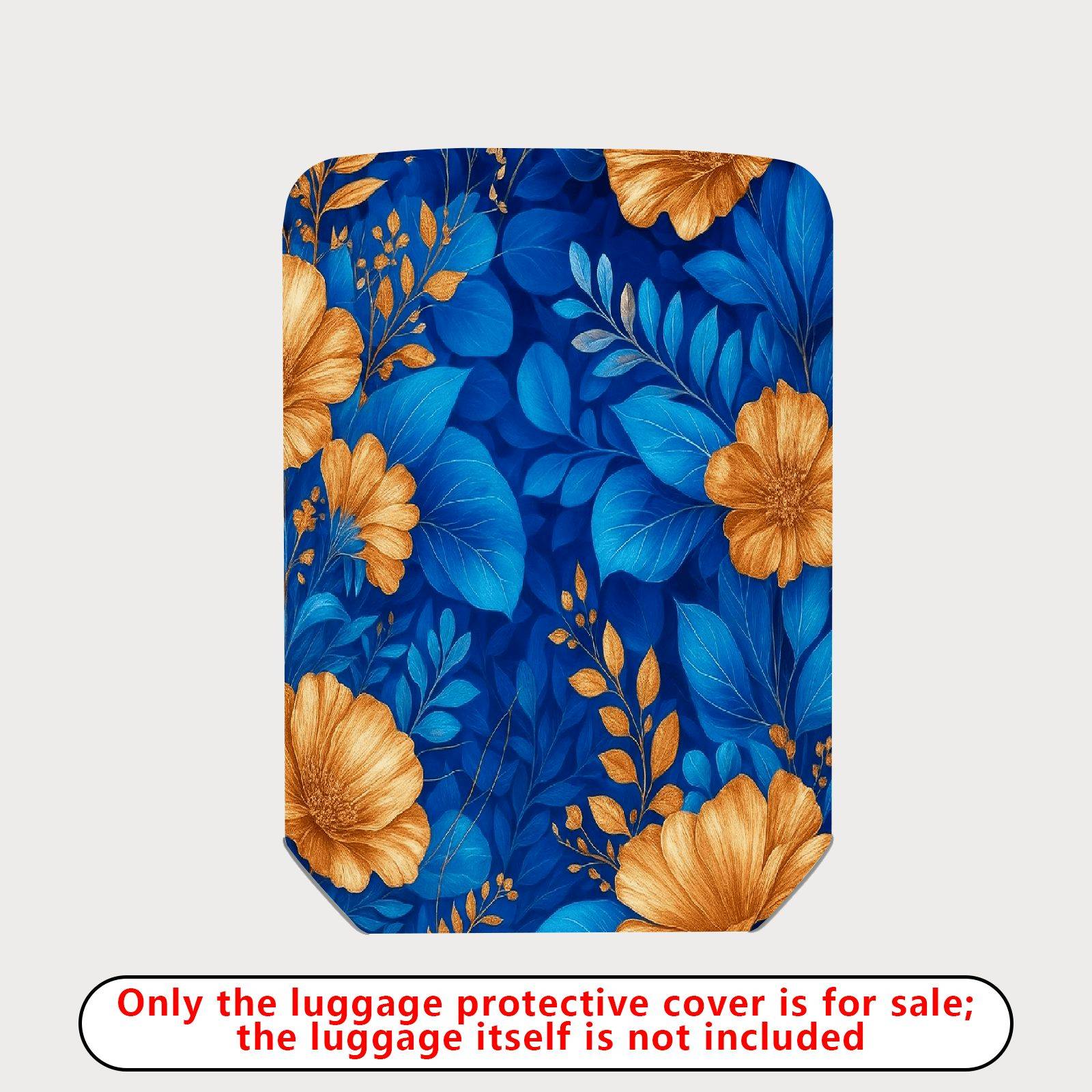 1-Piece Blue Floral Leaf Pattern Vibrant Colorful Botanical Nature  Suitcase Luggage Cover, Stretch Protective Sleeve