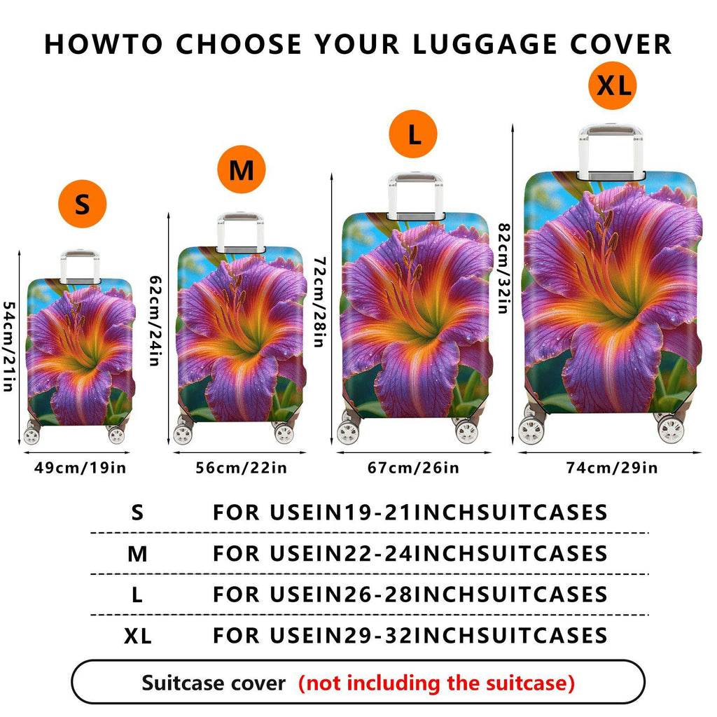 1-Piece Flower Pattern Colorful Artistic Vibrant Nature Beautiful  Suitcase Luggage Cover, Stretch Protective Sleeve