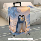1-Piece Cute Penguin Snow Winter Mountain Romantic  Suitcase Luggage Cover, Stretch Protective Sleeve