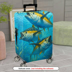 1-Piece Ocean Fish Blue Artistic Vibrant Sea Life Travel  Suitcase Luggage Cover, Stretch Protective Sleeve