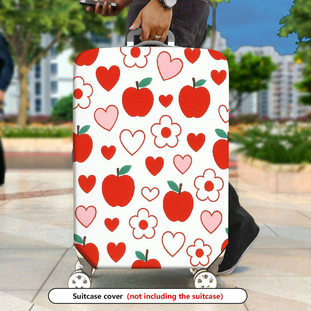 1-Piece Apple Heart Flower Love Red White  Suitcase Luggage Cover, Stretch Protective Sleeve