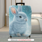 1-Piece Rabbit Snow Winter Animal Cute Nature  Suitcase Luggage Cover, Stretch Protective Sleeve