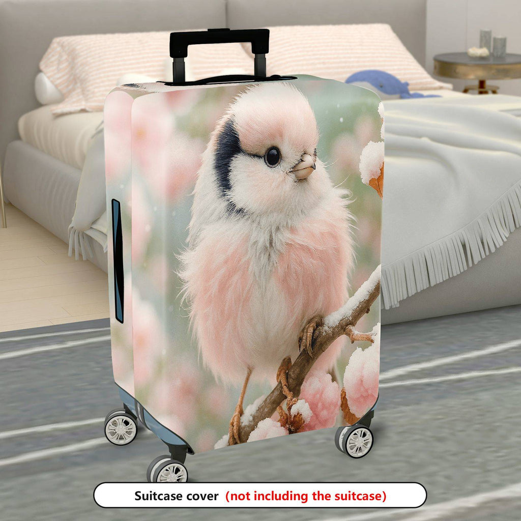 1-Piece Cute Bird Pink Floral Spring Winter Nature  Suitcase Luggage Cover, Stretch Protective Sleeve
