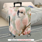 1-Piece Cute Bird Pink Floral Spring Winter Nature  Suitcase Luggage Cover, Stretch Protective Sleeve