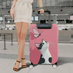 1-Piece Pink Cat Butterfly Cute Whimsical Fun  Suitcase Luggage Cover, Stretch Protective Sleeve