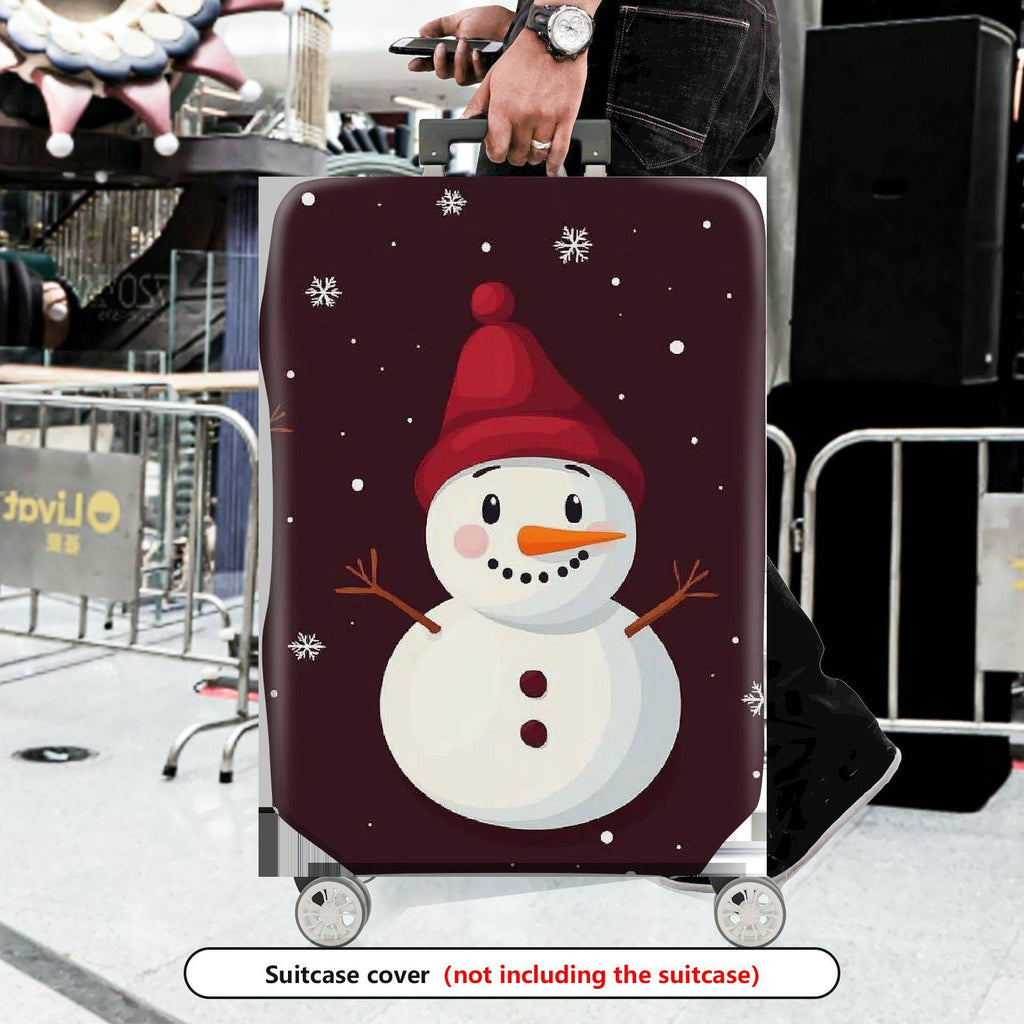1-Piece Snowman Winter Festive Holiday Cheer  Suitcase Luggage Cover, Stretch Protective Sleeve