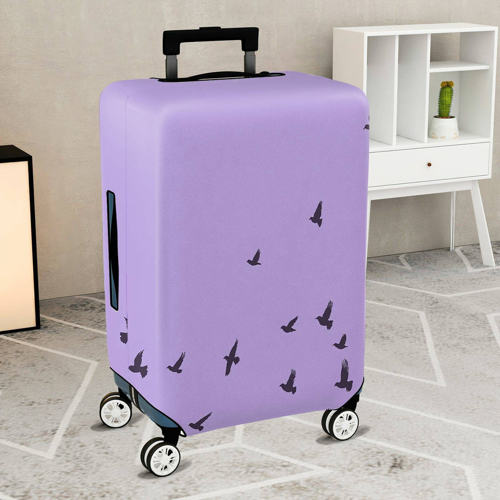 1-Piece Purple Bird Sky Travel Holiday Nature Leisure  Suitcase Luggage Cover, Stretch Protective Sleeve