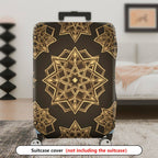 1-Piece Geometric Mandala Pattern Brown Gold Stylish Elegant Travel  Suitcase Luggage Cover, Stretch Protective Sleeve