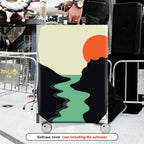 1-Piece Sunset Landscape Nature Mountain River Sun  Suitcase Luggage Cover, Stretch Protective Sleeve