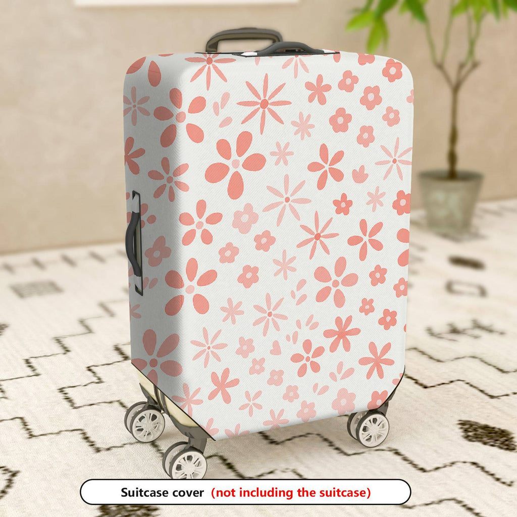 1-Piece Pink Floral Flower Blossom Daisy Spring Holiday  Suitcase Luggage Cover, Stretch Protective Sleeve