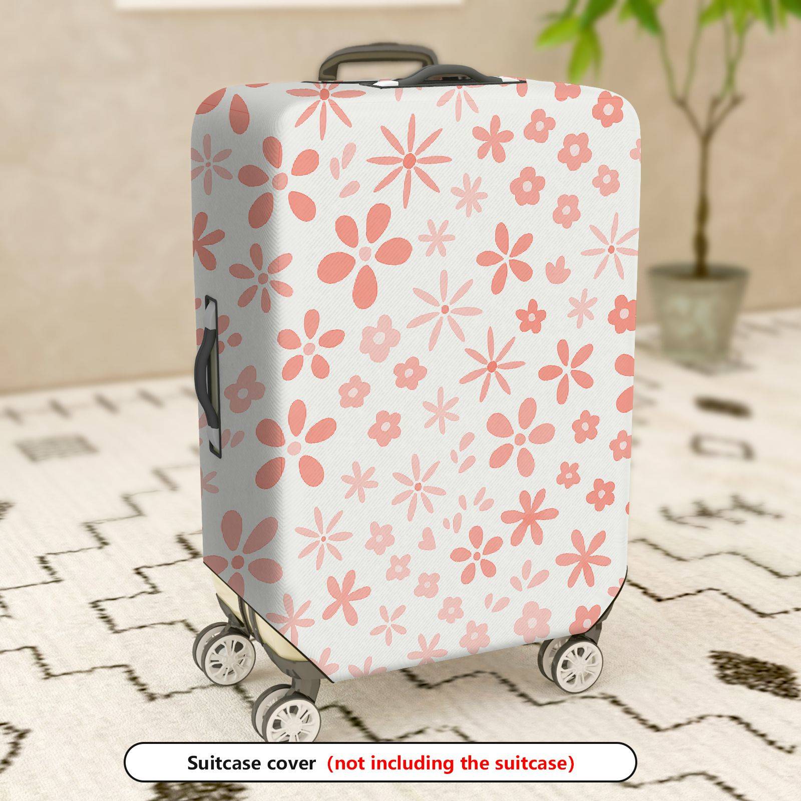 1-Piece Pink Floral Flower Blossom Daisy Spring Holiday  Suitcase Luggage Cover, Stretch Protective Sleeve
