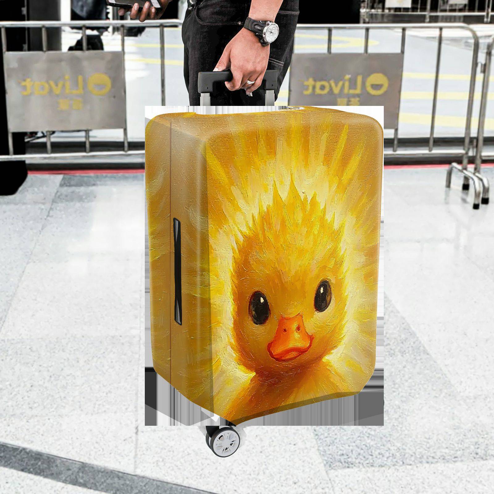 1-Piece Cute Yellow Duckling Art Colorful  Animal Fun  Suitcase Luggage Cover, Stretch Protective Sleeve