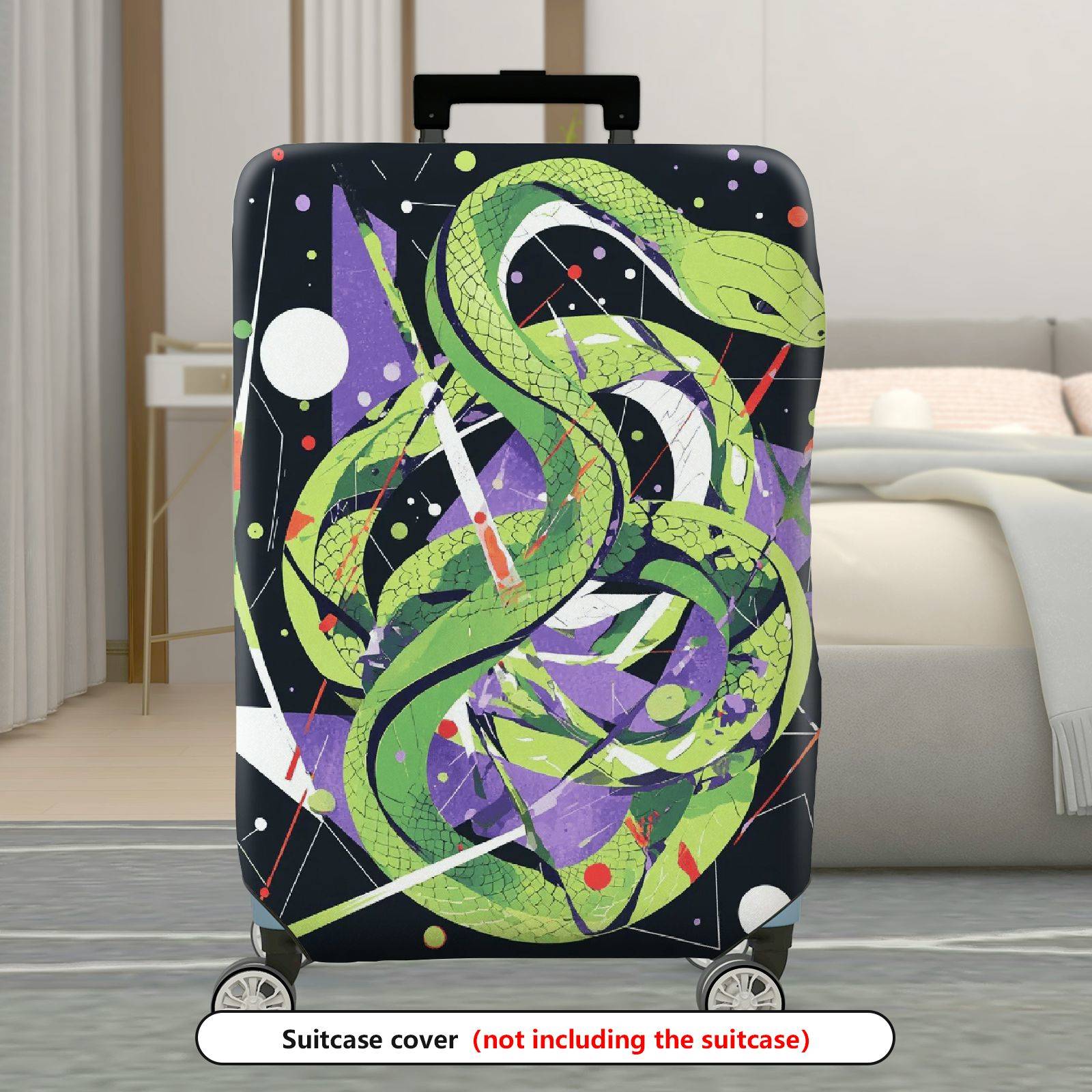 1-Piece Green Snake Abstract Geometric Artistic Cosmic  Suitcase Luggage Cover, Stretch Protective Sleeve