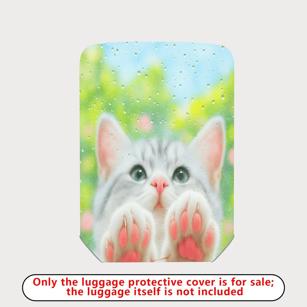 1-Piece Cute Cat Paw Rain Drop Nature Art Colorful  Suitcase Luggage Cover, Stretch Protective Sleeve
