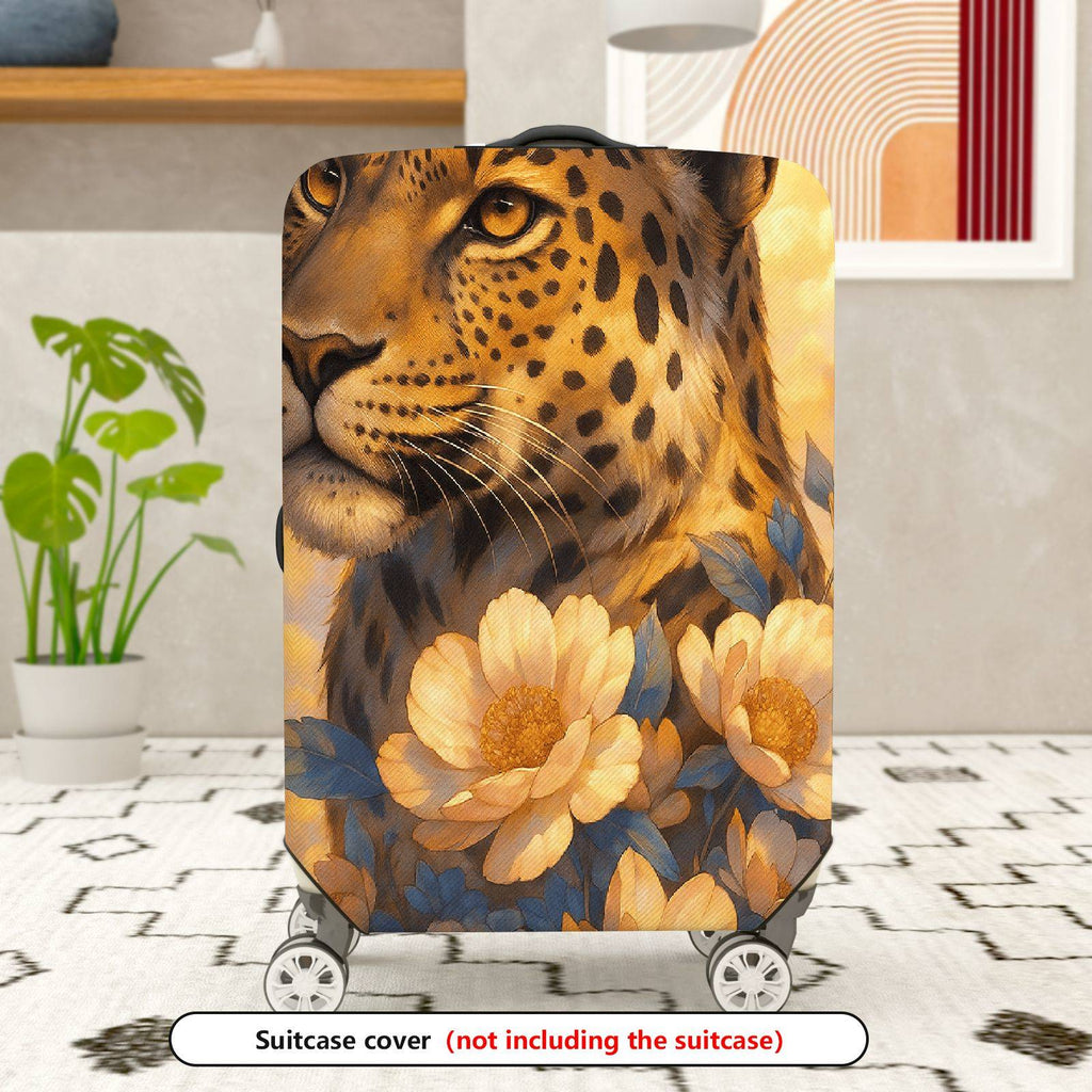 1-Piece Leopard Floral Artistic Elegant Nature Vibrant  Suitcase Luggage Cover, Stretch Protective Sleeve