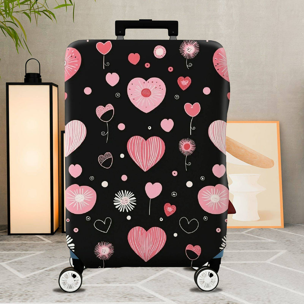 1-Piece Heart Flower Love Valentine Romantic Cute  Suitcase Luggage Cover, Stretch Protective Sleeve
