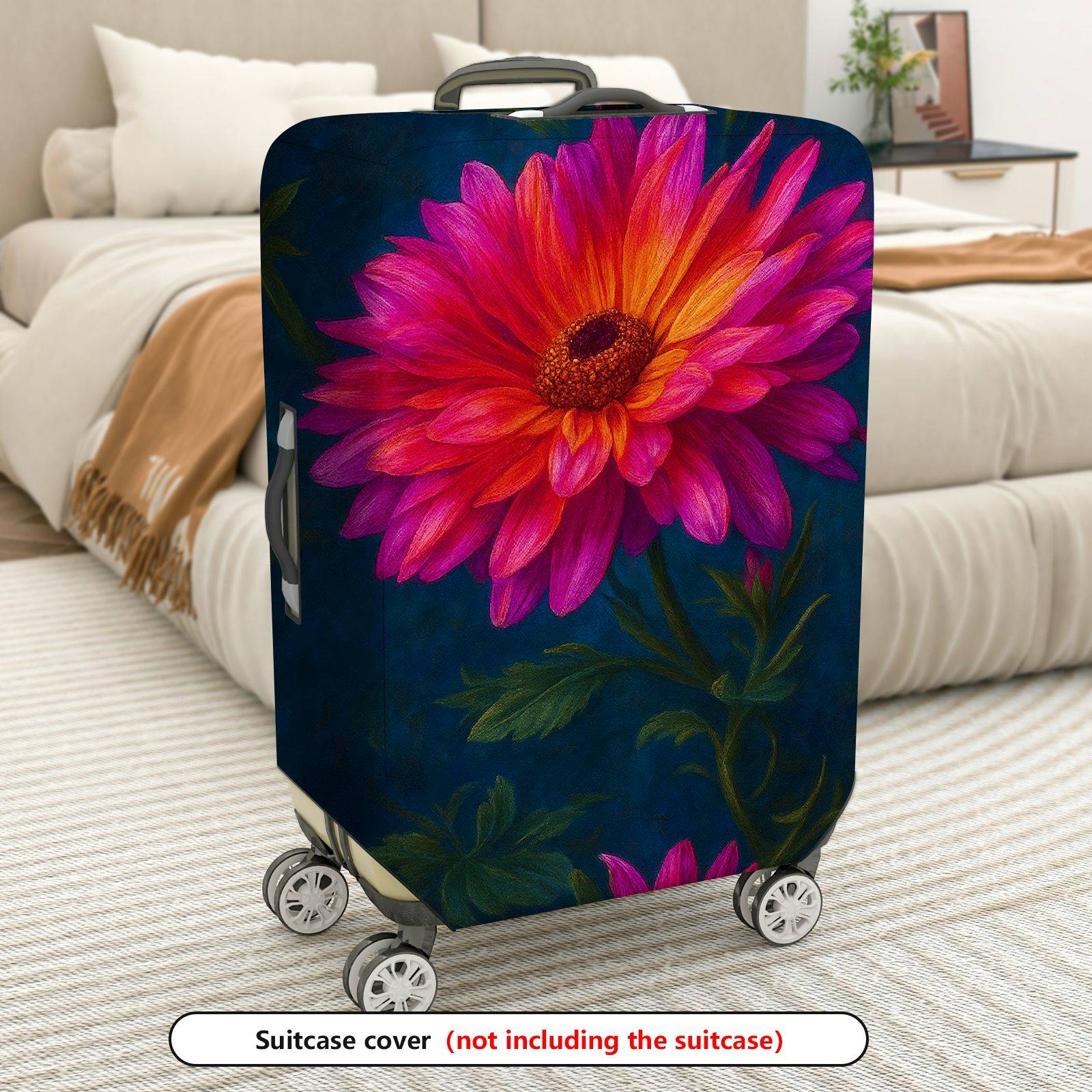 1-Piece Vibrant Floral Colorful Artistic Daisy Nature Garden  Suitcase Luggage Cover, Stretch Protective Sleeve