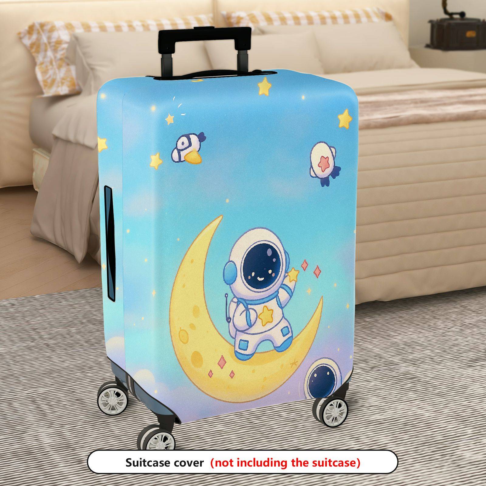 1-Piece Astronaut Moon Star Galaxy  Suitcase Luggage Cover, Stretch Protective Sleeve