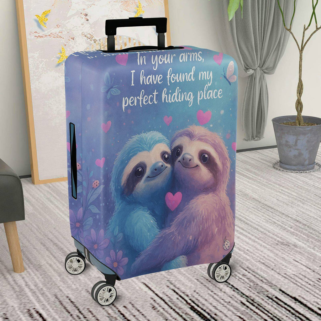 1-Piece Cute Romantic Sloth Love Heart Nature  Suitcase Luggage Cover, Stretch Protective Sleeve