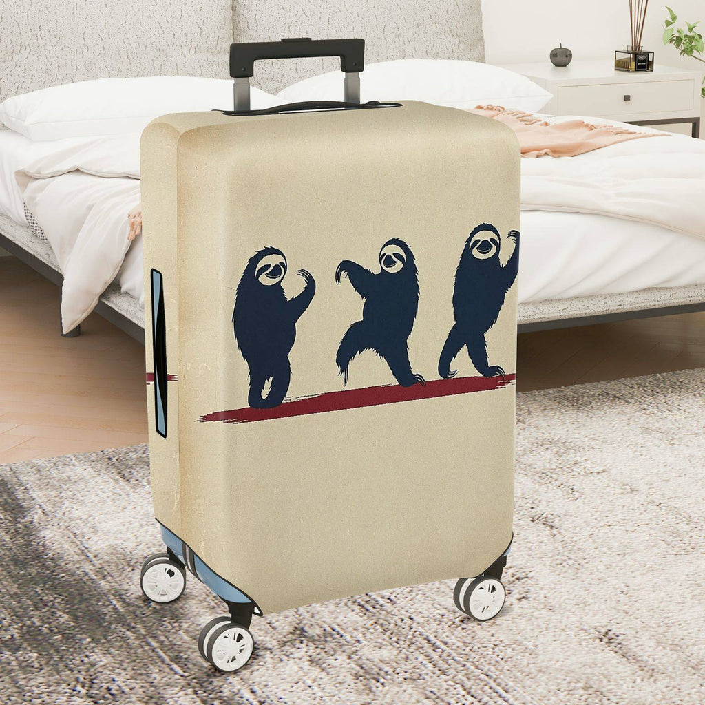 1-Piece Sloth Dance Pattern Fun Cute Animal  Art Beige  Suitcase Luggage Cover, Stretch Protective Sleeve