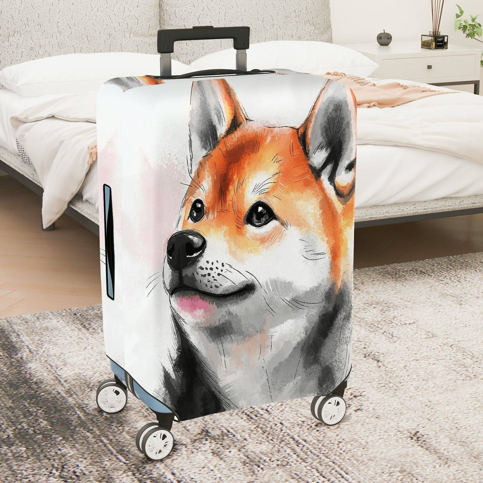 1-Piece Animal Art Abstract Creative Fox  Suitcase Luggage Cover, Stretch Protective Sleeve