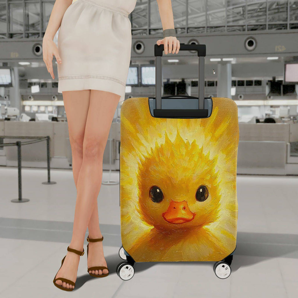 1-Piece Cute Yellow Duckling Art Colorful  Animal Fun  Suitcase Luggage Cover, Stretch Protective Sleeve