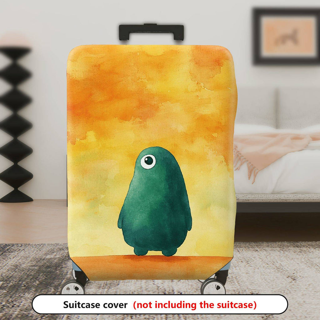 1-Piece Abstract  Green  Yellow Background Artistic Quirky  Suitcase Luggage Cover, Stretch Protective Sleeve