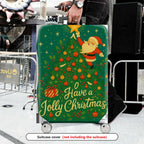 1-Piece Santa Christmas Tree Holiday Festive Colorful  Suitcase Luggage Cover, Stretch Protective Sleeve