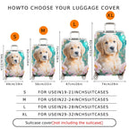 1-Piece Floral Dog Pink Peony Cute Animal  Suitcase Luggage Cover, Stretch Protective Sleeve