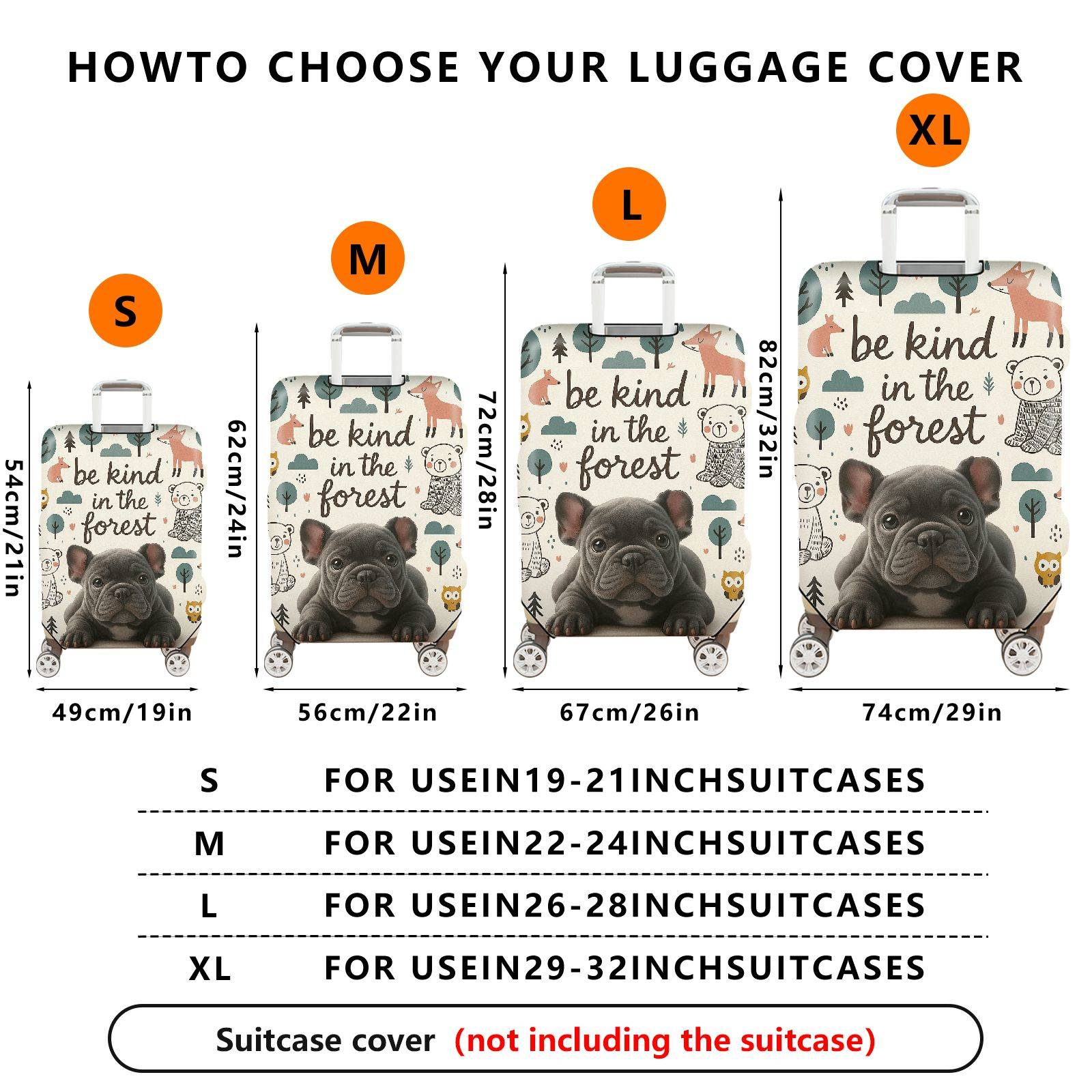 1-Piece Animal Forest Nature Dog  Suitcase Luggage Cover, Stretch Protective Sleeve