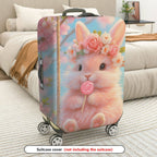 1-Piece Cute Floral Bunny Candy Swing Pastel  Suitcase Luggage Cover, Stretch Protective Sleeve