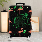 1-Piece Flamingo Geometric Spiral Pink Green Black  Suitcase Luggage Cover, Stretch Protective Sleeve