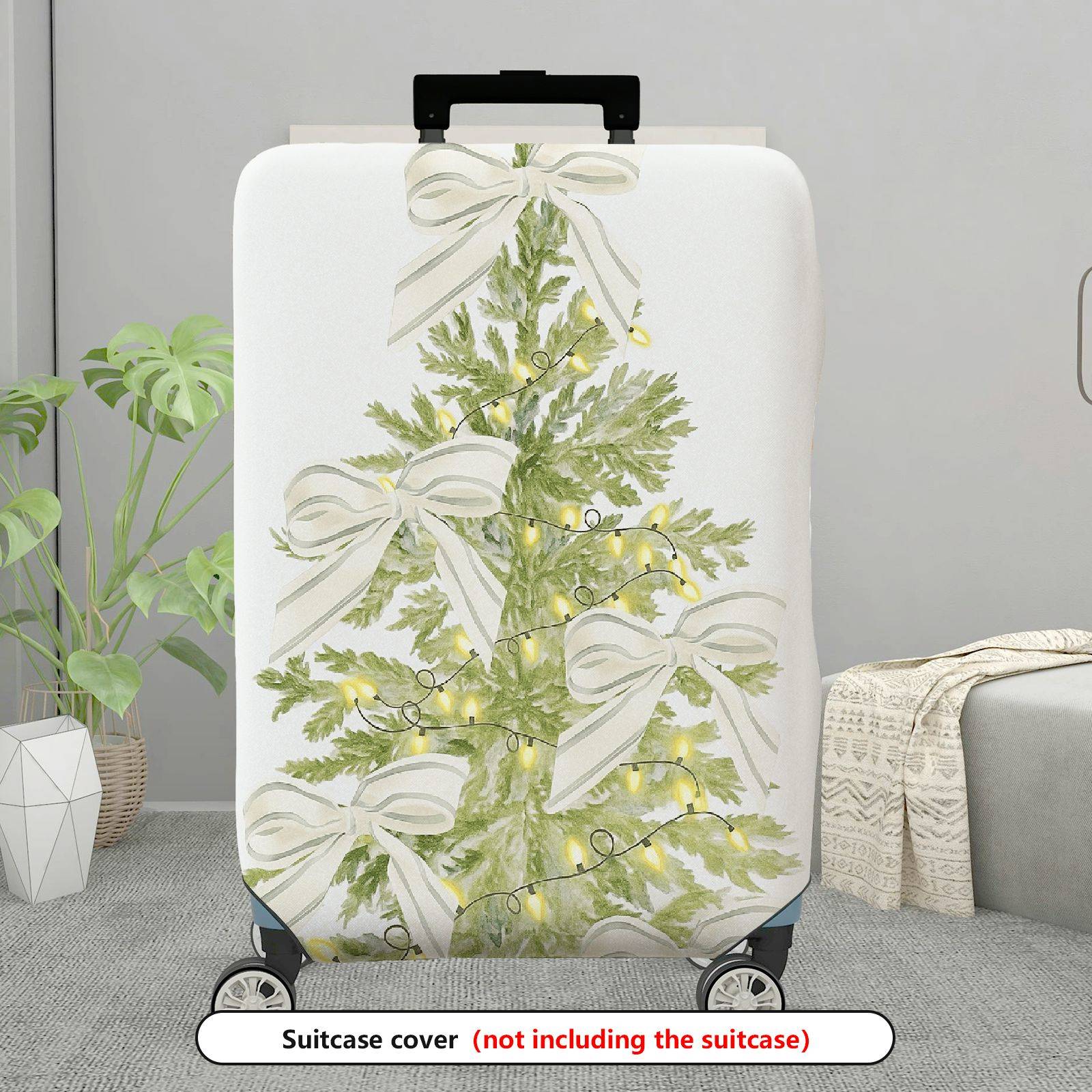 1-Piece Christmas Tree Bow  Holiday Decorative  Suitcase Luggage Cover, Stretch Protective Sleeve