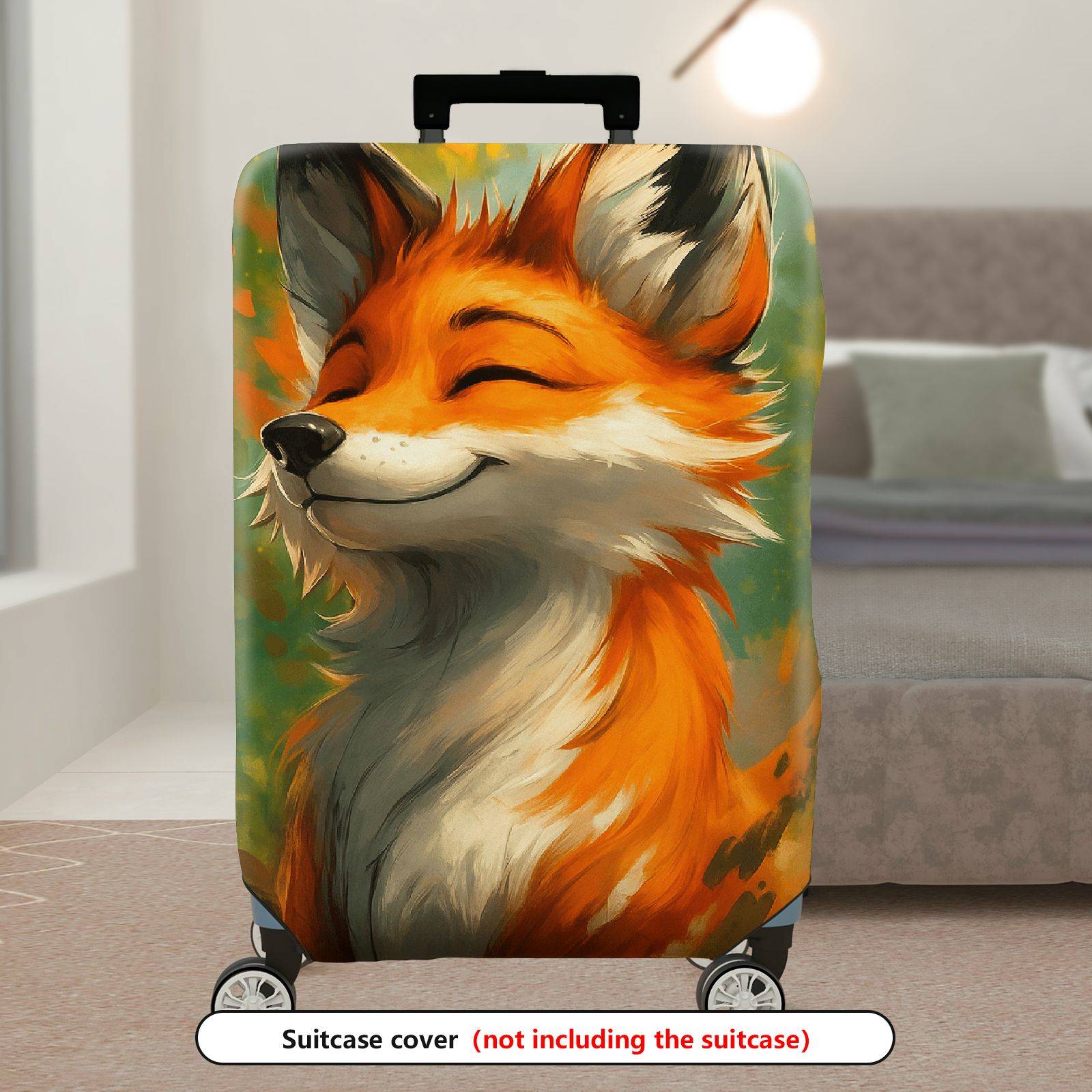 1-Piece Artistic Fox Forest Nature Woodland Animal Orange  Suitcase Luggage Cover, Stretch Protective Sleeve