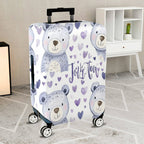 1-Piece Cute Bear Purple Heart  Travel  Suitcase Luggage Cover, Stretch Protective Sleeve