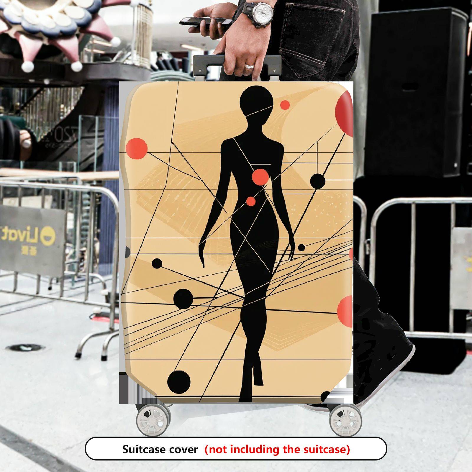 1-Piece Abstract Silhouette Geometric Pattern Modern Stylish  Suitcase Luggage Cover, Stretch Protective Sleeve