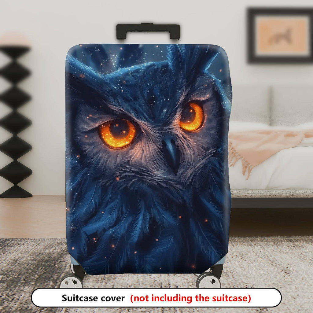 1-Piece Starry Night Owl Eyes Glitter Cosmic Universe  Suitcase Luggage Cover, Stretch Protective Sleeve