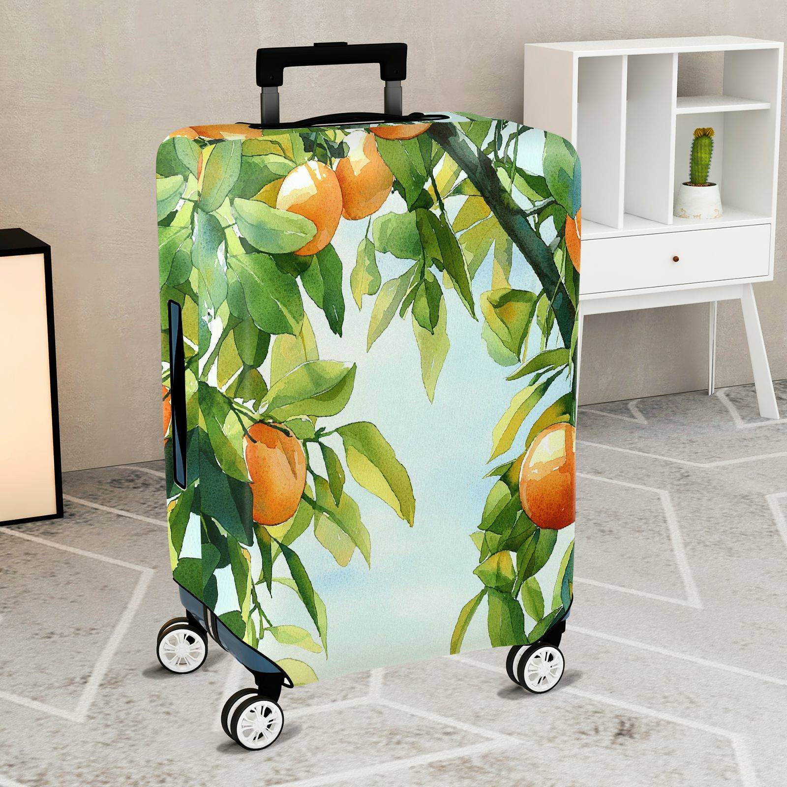 1-Piece Orange Fruit Tree Leaf Nature Travel Holiday  Suitcase Luggage Cover, Stretch Protective Sleeve