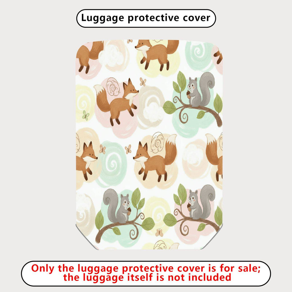 1-Piece Animal Forest Nature Fox Squirrel  Suitcase Luggage Cover, Stretch Protective Sleeve
