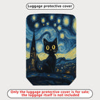 1-Piece Starry Night Cat Landscape Artistic Moon Travel  Suitcase Luggage Cover, Stretch Protective Sleeve