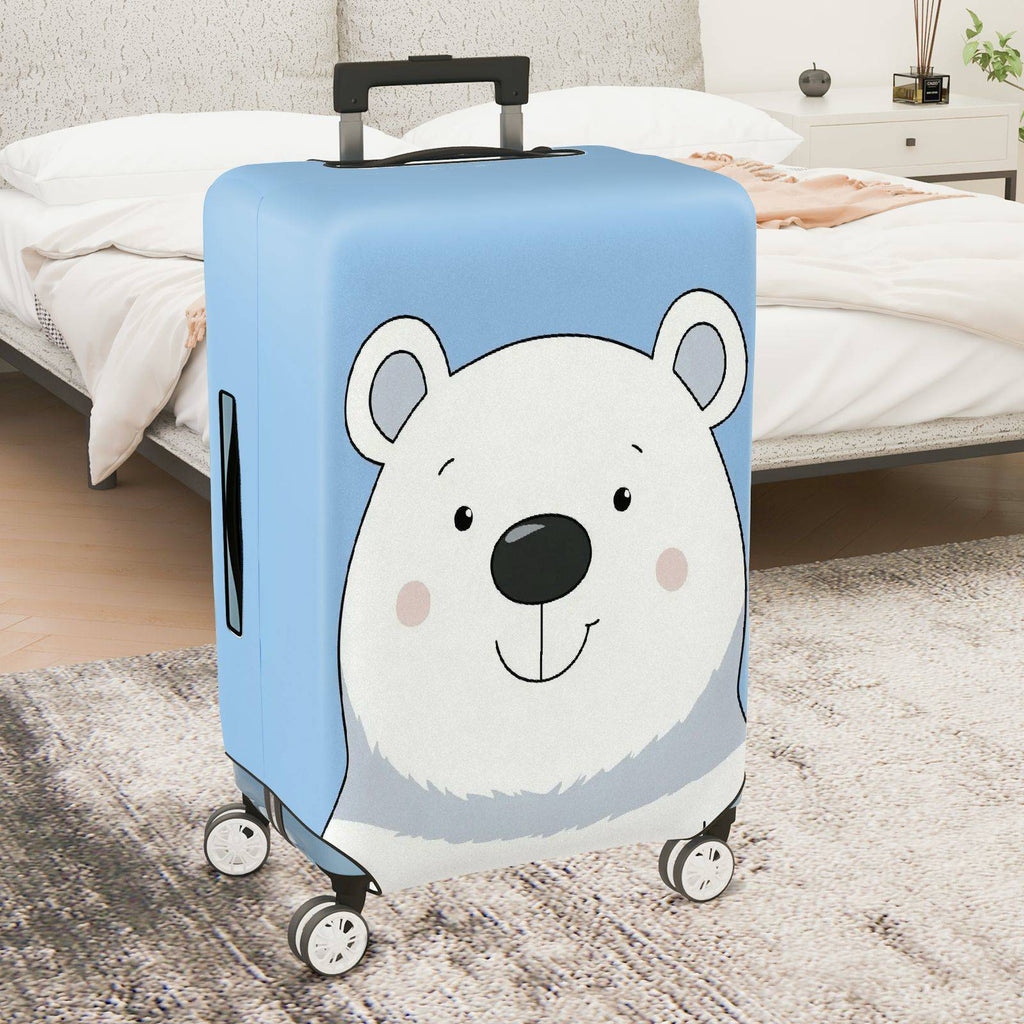 1-Piece Polar Bear Blue Cute Fun Travel Luggage  Suitcase Luggage Cover, Stretch Protective Sleeve