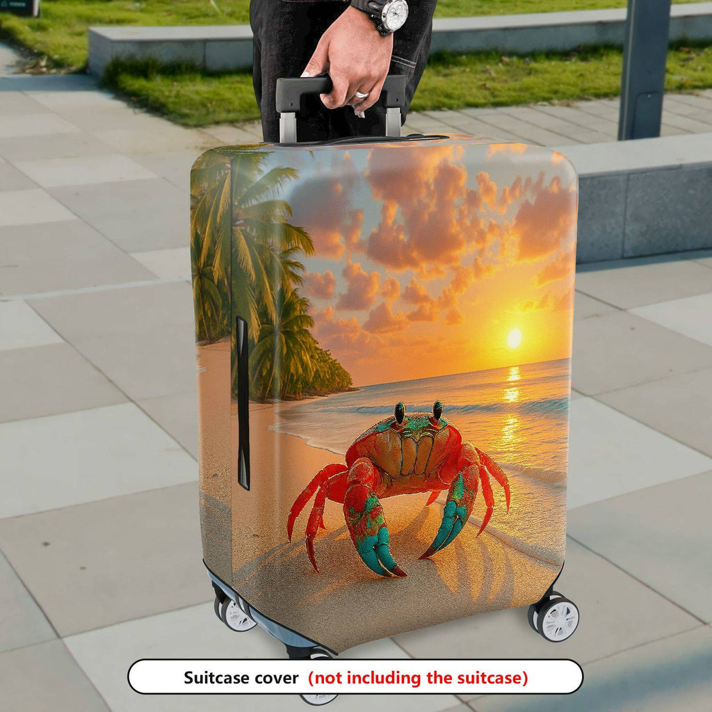 1-Piece Sunset Beach Crab Palm Ocean Holiday  Suitcase Luggage Cover, Stretch Protective Sleeve