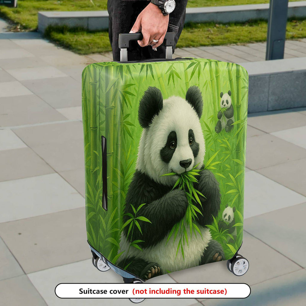 1-Piece Panda Bamboo Green Forest Cute Playful Lively  Suitcase Luggage Cover, Stretch Protective Sleeve