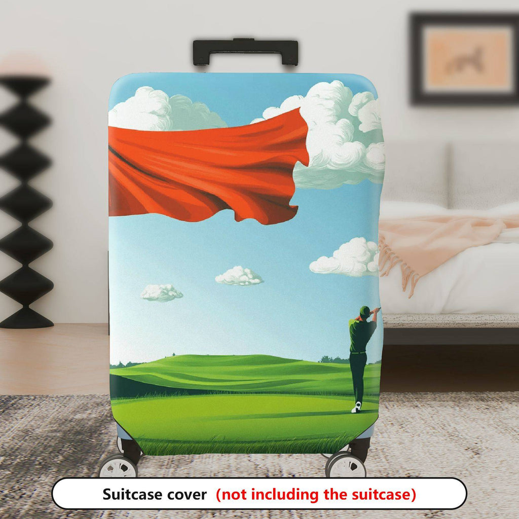 1-Piece Sky Landscape Golfing Red Flag Countryside  Suitcase Luggage Cover, Stretch Protective Sleeve