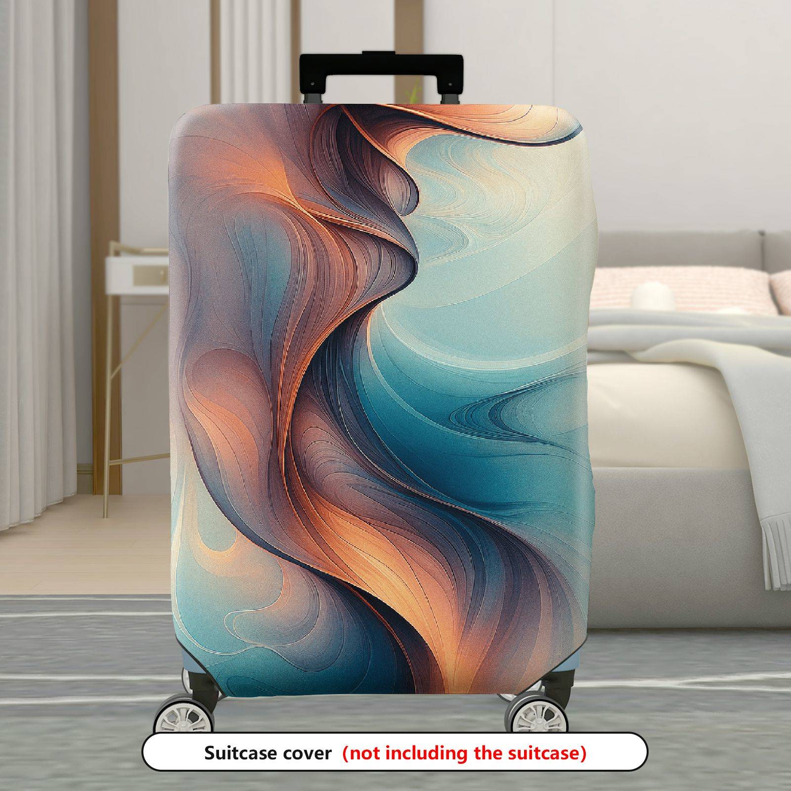 1-Piece Abstract Swirl Gradient Artistic Colorful Sleek  Suitcase Luggage Cover, Stretch Protective Sleeve