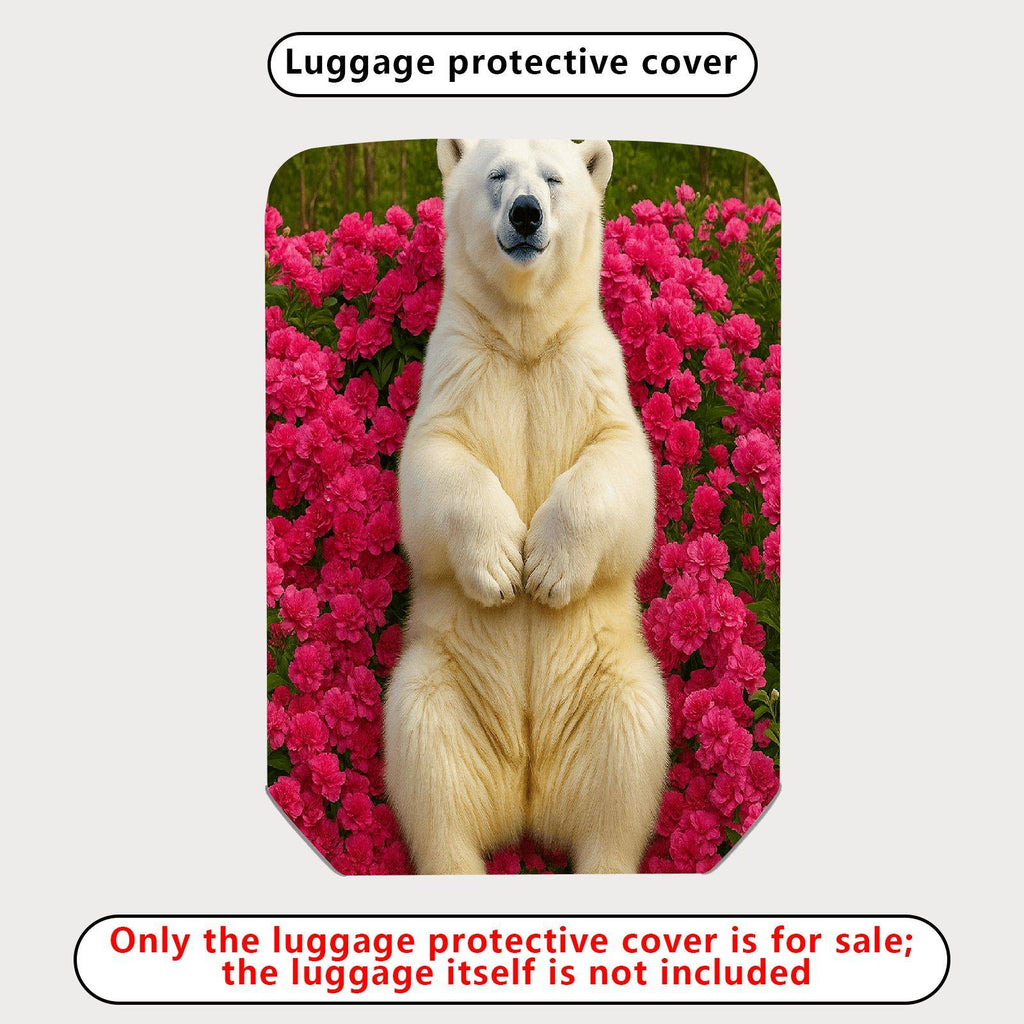 1-Piece Cute Polar Bear Floral Nature Garden Wildlife  Suitcase Luggage Cover, Stretch Protective Sleeve