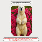 1-Piece Cute Polar Bear Floral Nature Garden Wildlife  Suitcase Luggage Cover, Stretch Protective Sleeve